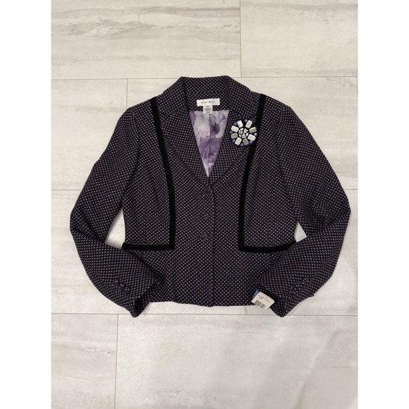 Nine West Jackets & Blazers - Vintage Nine West Purple Tweed Wool Blend Removable Broach Blazer Jacket Sz 8